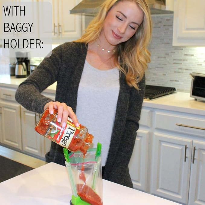 Jokari Adjustable Baggy Rack Stand 4-Pack, Hands-Free Freezer Bag Holder - Image 2