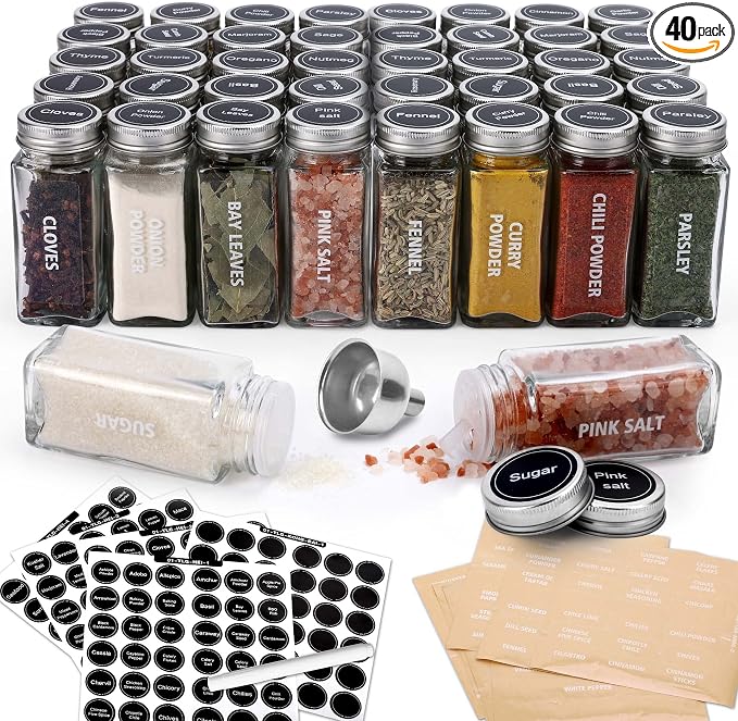 Antimbee 40-Pack 3.5 OZ Glass Spice Jars by Antimbee