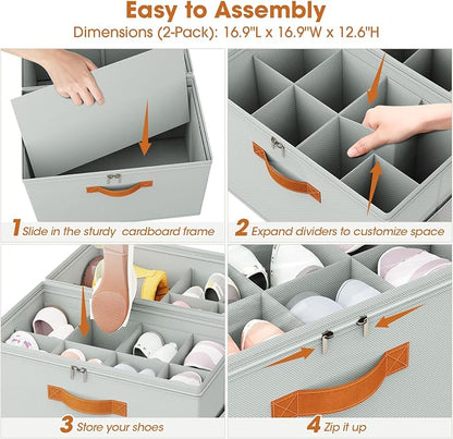 4 Pack Shoe Organizer for Closet, Foldable Shoe Storage Organizer - Image 4