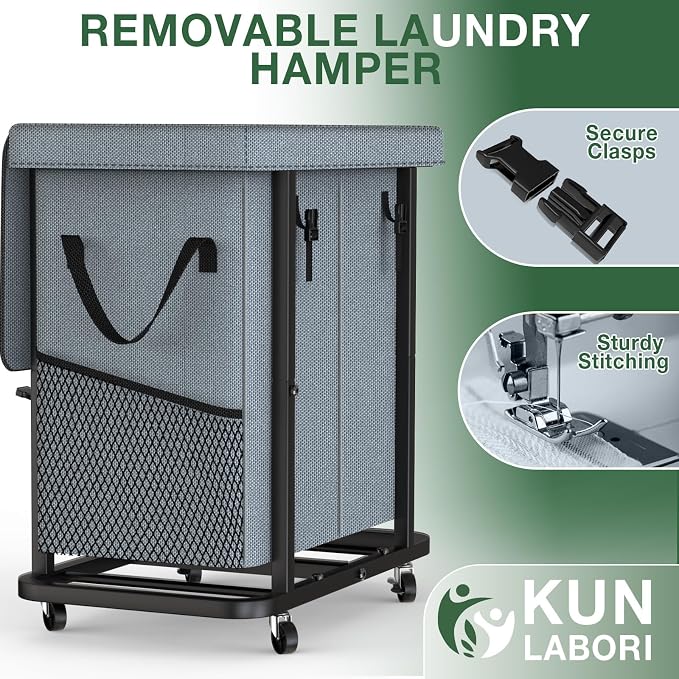 50 Gal Laundry Basket with Lid, Rolling Laundry Hamper with Wheels, Dirty - Image 5