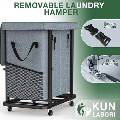 50 Gal Laundry Basket with Lid, Rolling Laundry Hamper with Wheels, Dirty - Image 5