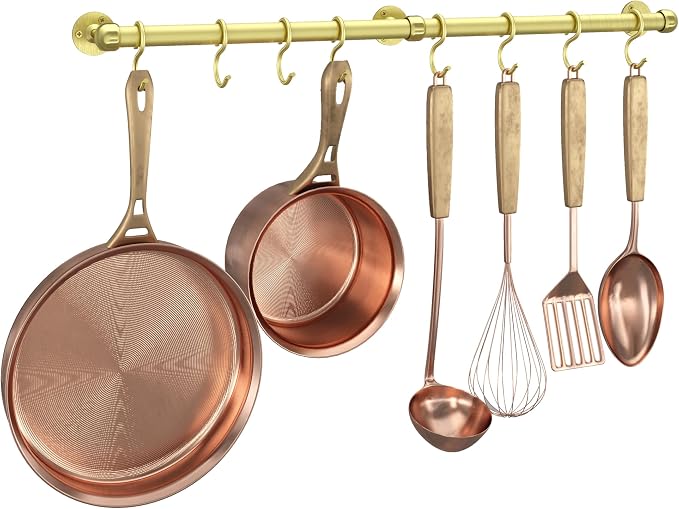 ROTHLEY Stainless Steel Hanging Pot Rack Hanger: 23.7 Inch Brass Pot and Pan by ROTHLEY