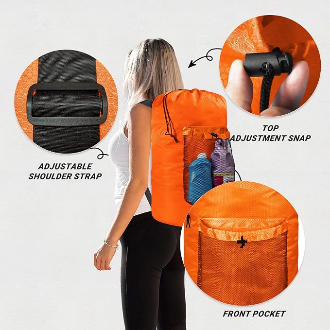 Laundry Bag with Shoulder Straps and Mesh Pocket Laundry Backpack Large - Image 3