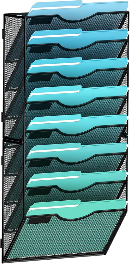 8-Tier Wall File Organizer Hanging Wall File Holder Wall Mount Paper Folder by Gawerk