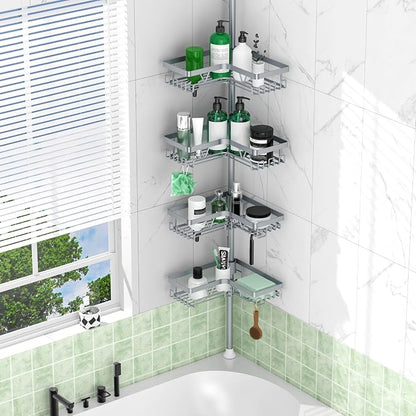 DAOYA Corner Shower Caddy Tension Pole, Light Gray | 4-Tier, Adjustable - Image 6
