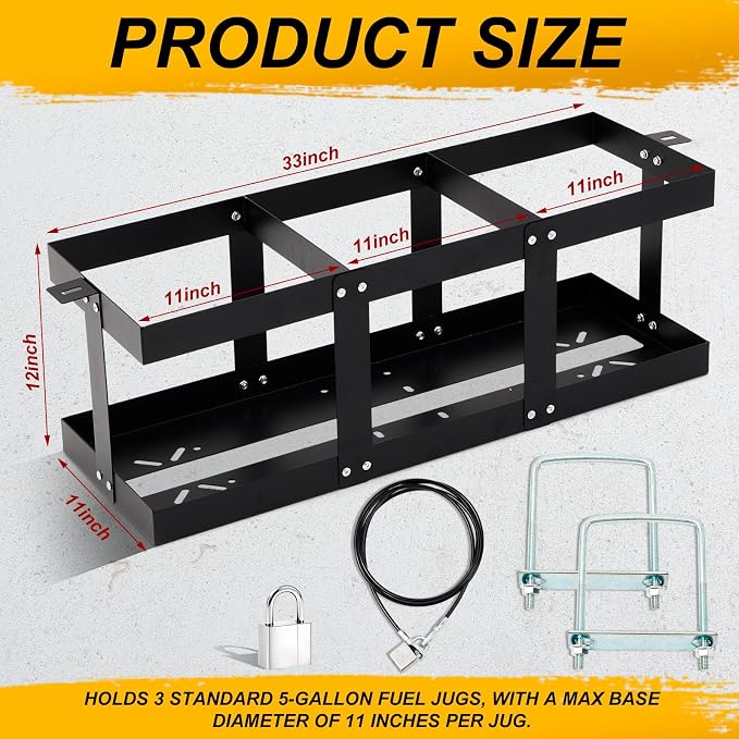 Outus Fuel Jug Holder Container Three 5 Gallon Gas Can Holder Heavy Duty - Image 2