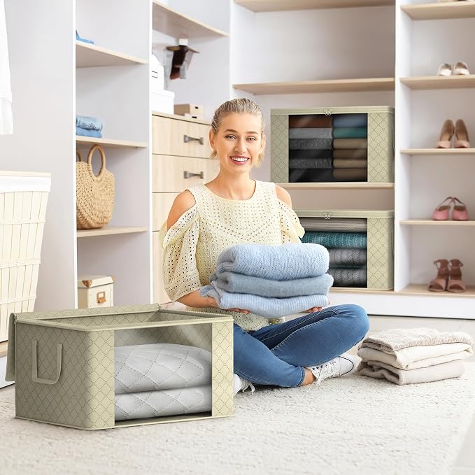 Sorbus Foldable Storage Bag Organizers, Large Clear Window & Carry Handles - Image 2