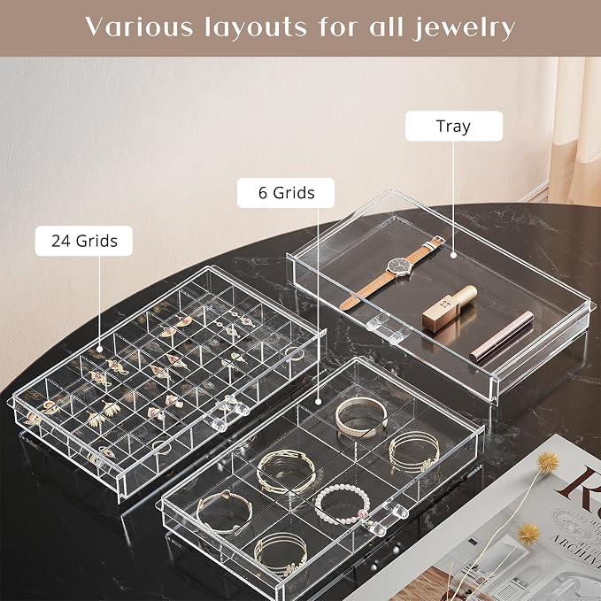 ProCase Acrylic Earrings Holder Organizer Box -Clear, 5 Layers | 79 Jewelry - Image 3
