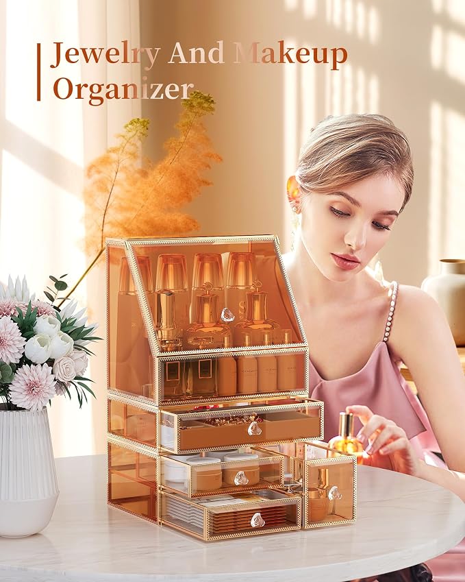 Extra Large Makeup Organizer, Glass Cosmetic Storage - Image 3
