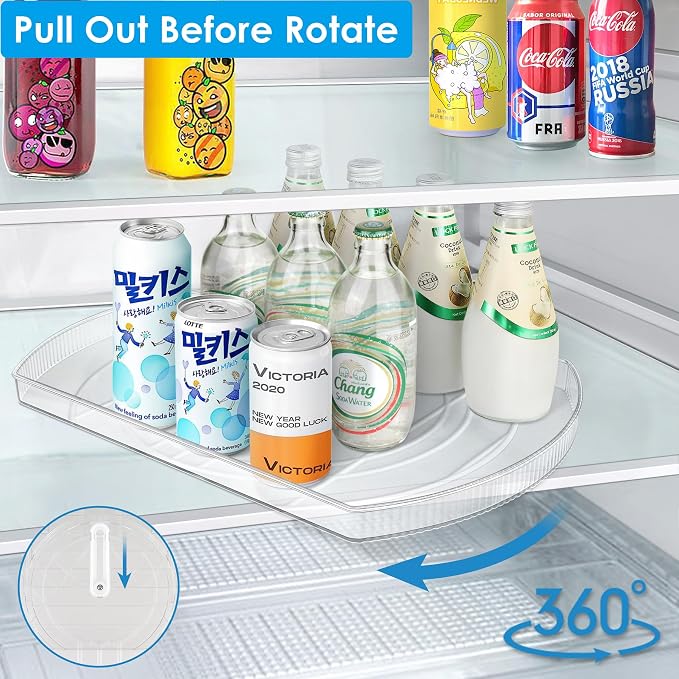 FIRJOY Lazy Susan Turntable for Refrigerator, Square Turntable Organizer for - Image 4