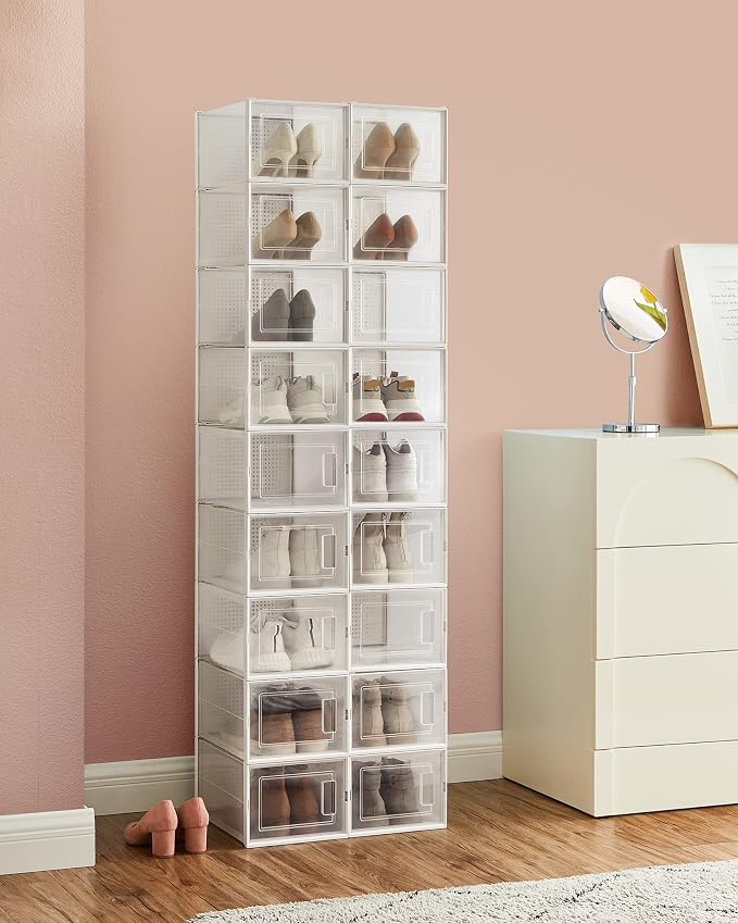 SONGMICS Shoe Boxes, Stackable Clear Plastic Boxes - Image 7