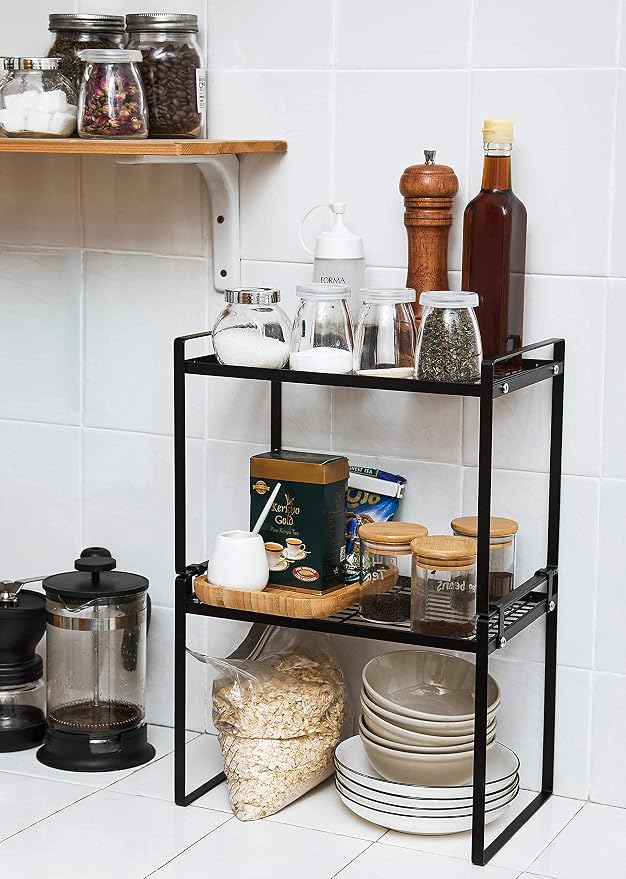 2pk Kitchen Cabinet Shelf Counter Organizer Rack Pantry Storage Bathroom - Image 6