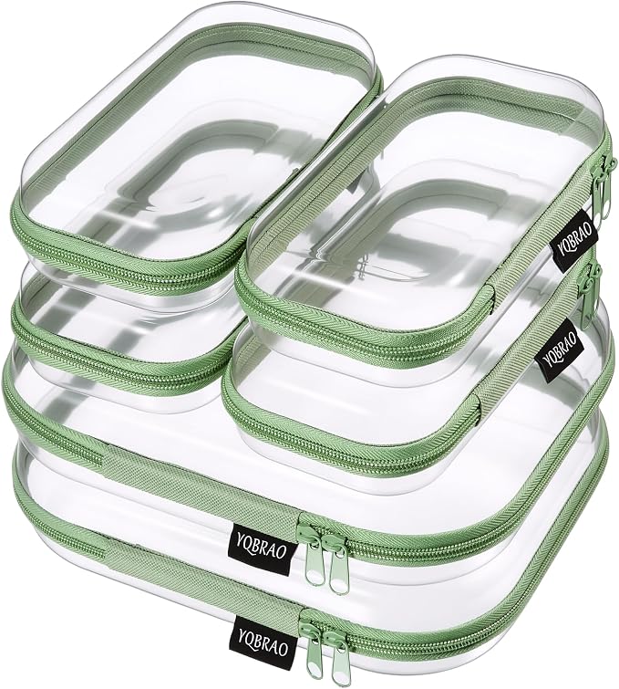 6 Pack Green Clear Hard Shell Beauty Organizer, 1.2mm Heavy Duty Crush-Proof by Unknown