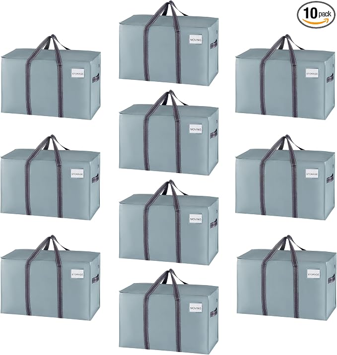 VENO 10 Pack Moving Bags and Large Christmas Storage Bins by Veno