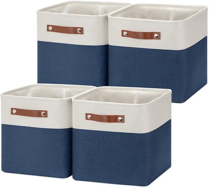 HNZIGE Fabric Cube Storage Bins Basket Set of 4, Closet Storage Cubes by HNZIGE