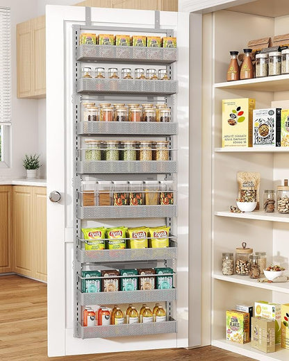 SNTD 8 Tiers Over the Door Organizer, Height Adjustable Spice Rack, Dense Mesh by SNTD