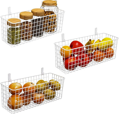 Joben Oligey 3 Set Hanging Wall Wire Baskets, Farmhouse Food Storage Kitchen by JobenOligey