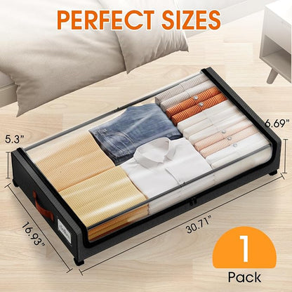 Under Bed Storage with Wheels 1Pack Storage Containers with Clear Window&Label - Image 2