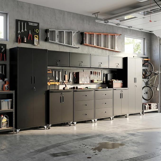 10-Piece Heavy Duty Steel Garage Cabinet System | All-in-One Modular Garage - Image 9