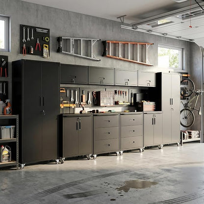 10-Piece Heavy Duty Steel Garage Cabinet System | All-in-One Modular Garage - Image 9