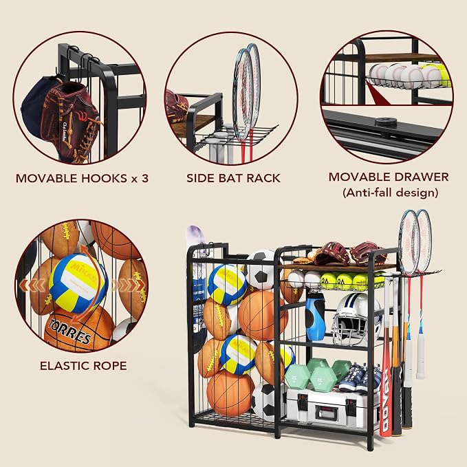 Garage Sports Equipment Organizer, Ball Storage - Image 2