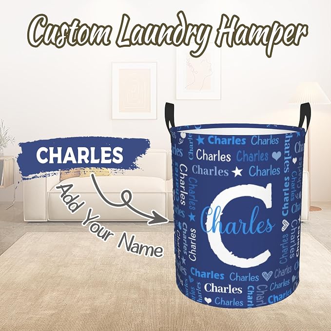 Custom Name Laundry Hamper, Personalized Laundry Baskets - Image 2