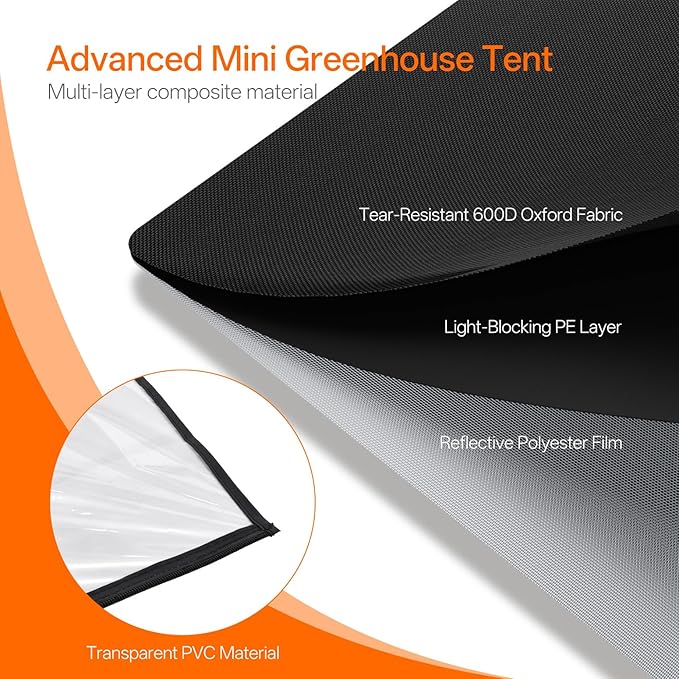 Bstrip Indoor Greenhouse with Grow Light, Plant Stand with 4 Pack 24W Full - Image 5