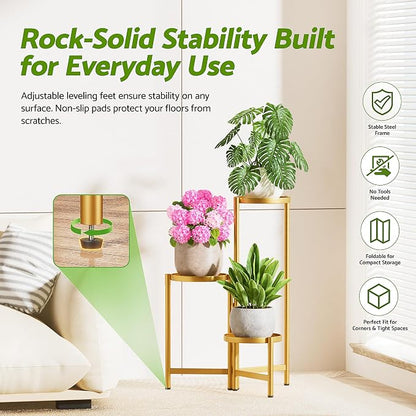 3 Tiered Plant Stand Indoor for Multiple Large Planter, Tall Heavy Duty - Image 2