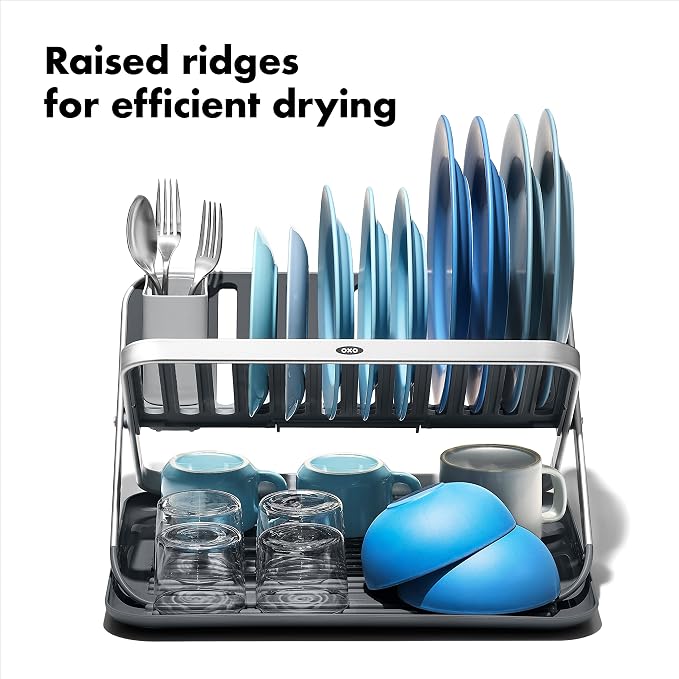 OXO Good Grips Aluminum Fold Flat Dish Drying Rack, - Image 4