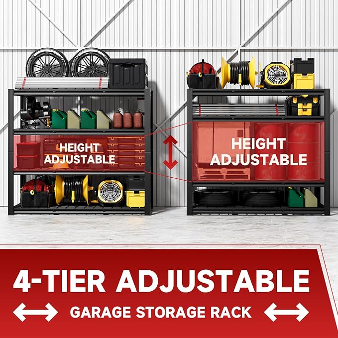 4-Tier 60”W Garage Shelving Heavy Duty 2500LBS Garage Storage Rack 60" W - Image 6