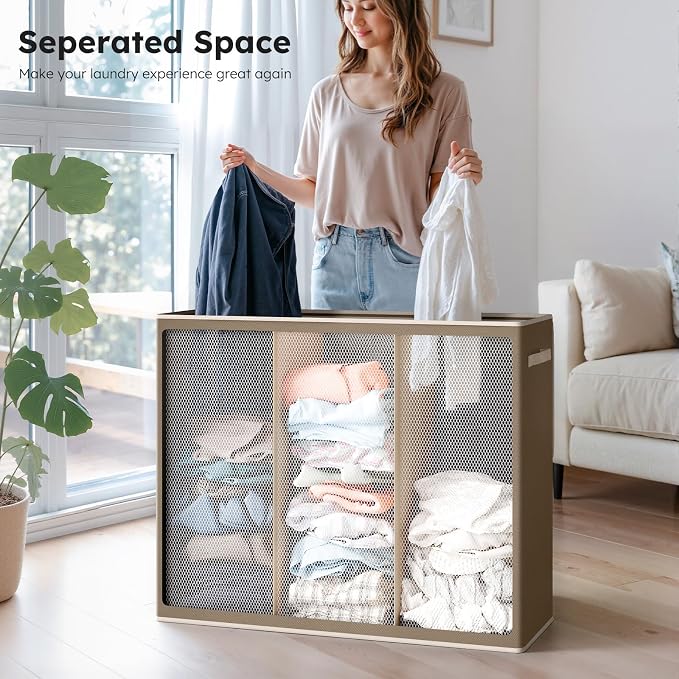 SOLEDI 180L 3-Section Laundry Hamper - Image 2