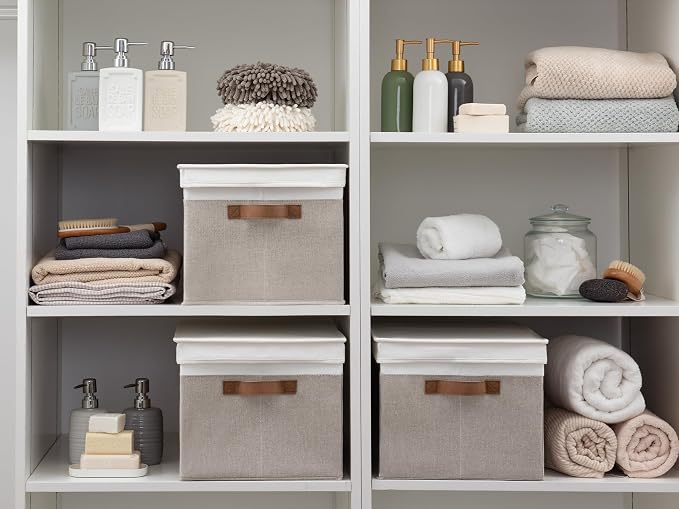 StorageWorks Storage Bins with Lids, Decorative Storage Boxes with Lid and PU - Image 7