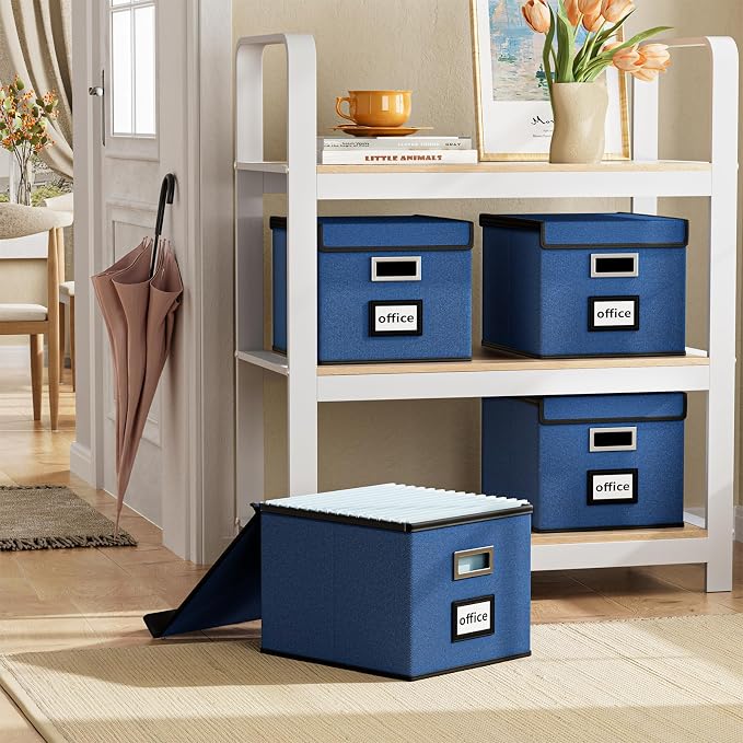 File Organizer Box with Lids, Collapsible File Folder Organizer | File Box with - Image 2