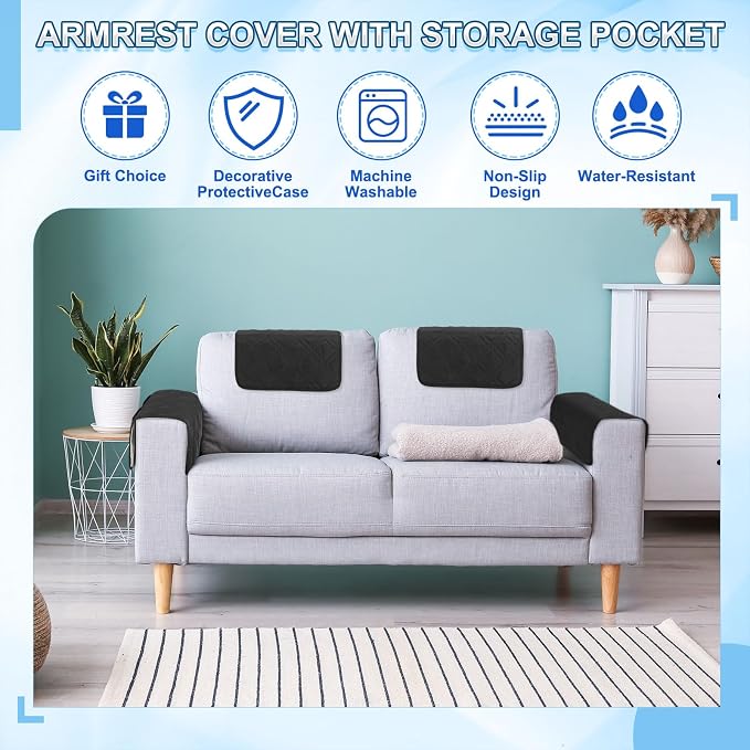 uxcell 4Pcs Sofa Armrest Covers, Armchair Covers - Image 4