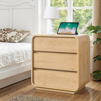 Modern Nightstand Set of 2, 23.2" Large Wood Night Stand - Image 8