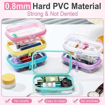 Sanwuta 6 Pcs Clear Hard Zipper Case Hard Plastic Zipper Pouches Transparent - Image 4
