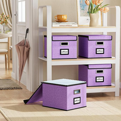 File Organizer Box with Lids, Collapsible File Folder Organizer | File Box with - Image 2