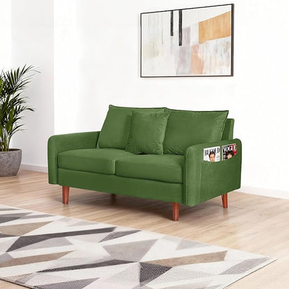 56.1" Round armrest Velvet Loveseat Sofa, mid-Century Modern Style, Luxurious - Image 5