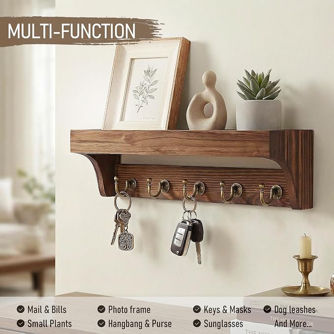 Rebee Vision Pine Wood Key Holder Wall Mount - Image 4