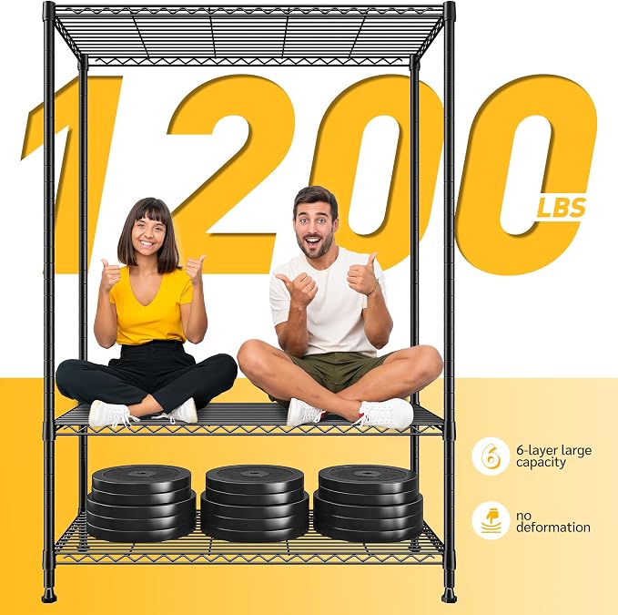 REIBII 75''H Storage Shelves Metal Shelving Unit, 6 Tier Wire Shelving - Image 4