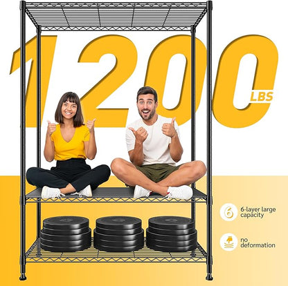REIBII 75''H Storage Shelves Metal Shelving Unit, 6 Tier Wire Shelving - Image 5