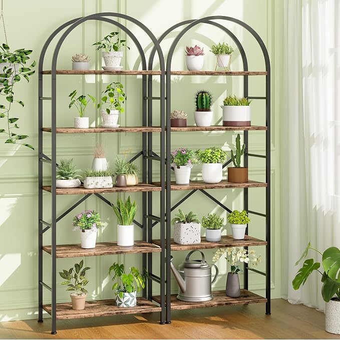 Shintenchi Bookshelf, Arched Bookshelf 5 Tier Bookcase, Tall Shelf - Image 10