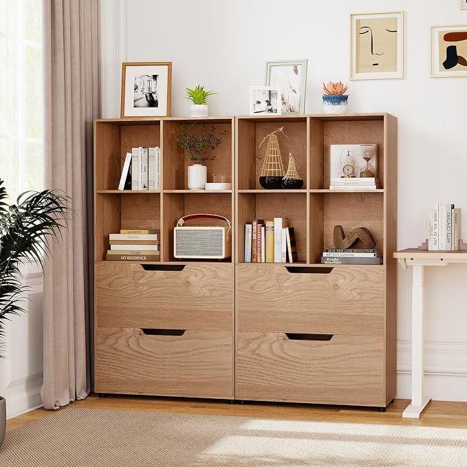 GOFLAME 4-Tier Bookcase with 2 Drawers, 51” Tall Bookshelf with 4-Cube Open - Image 9