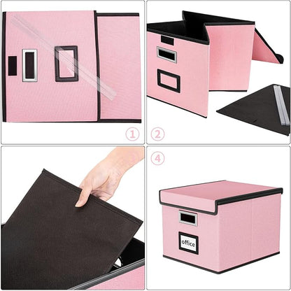 File Organizer Box with Lids, Collapsible File Folder Organizer | File Box with - Image 7