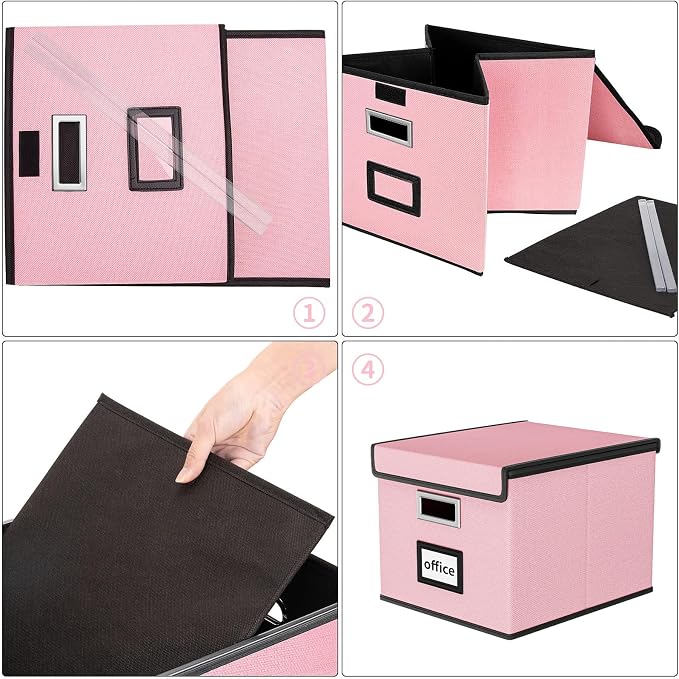 File Organizer Box with Lids, Collapsible File Folder Organizer | File Box with - Image 7