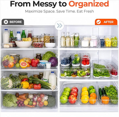 SMRCAD 8 Pack Clear Fridge Organizer Bins - Image 8