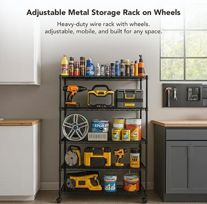 5 Tier Wire Shelving Unit Storage Rack, Metal Heavy Duty Utility Organizers - Image 3