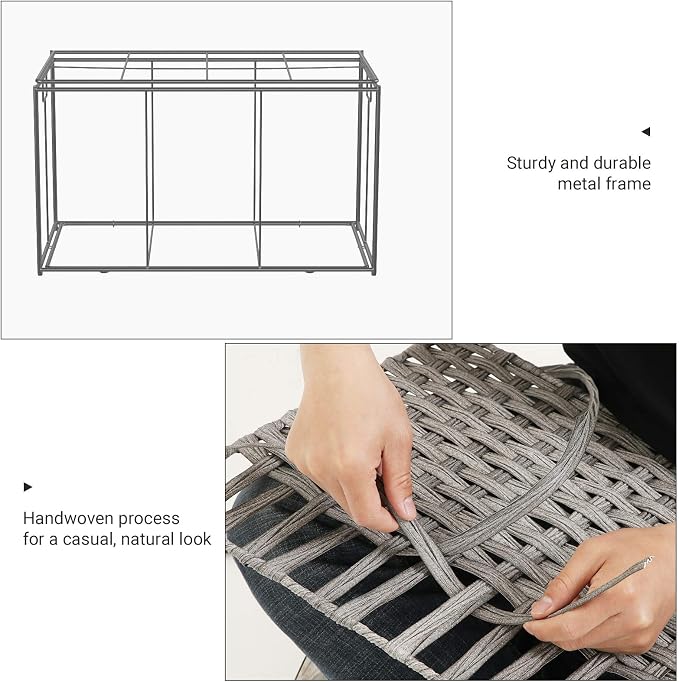 SONGMICS Storage Basket with Lid, Woven Blanket Storage Bin with Handles - Image 6