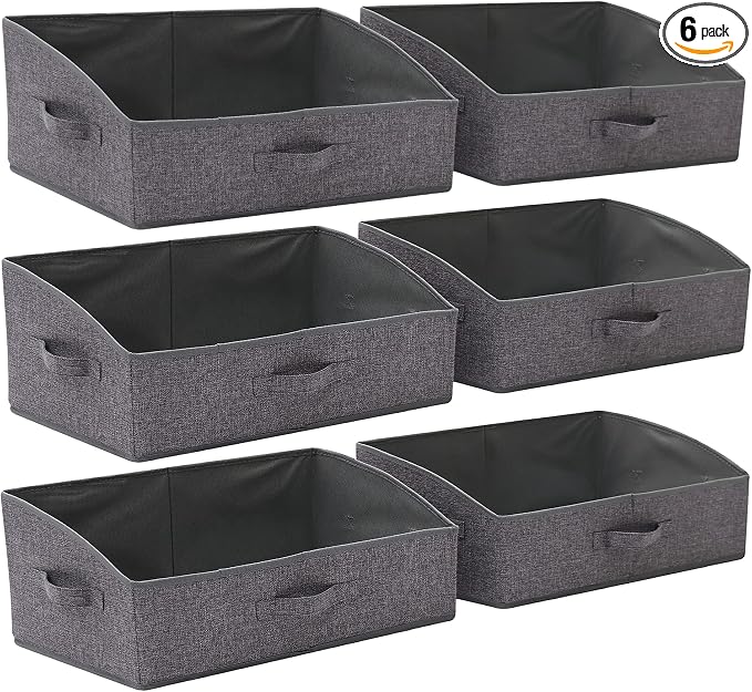 TENABORT 6 Pack Trapezoid Large Foldable Closet Storage Bins by TENABORT