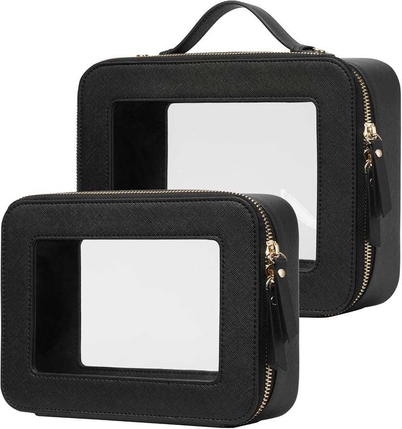 Popvibe Clear Makeup Bag Travel Cosmetic Case Transparent Toiletry Bag by POPVIBE